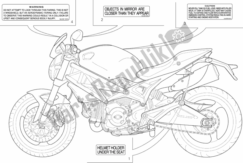 Toutes les pièces pour le étiquettes D'avertissement du Ducati Monster 696 ABS USA Anniversary 2013